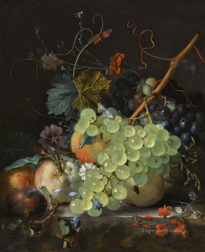 古典的な静物画 Painting - 花と果物のある静物画 ヤン・ファン・ホイスム